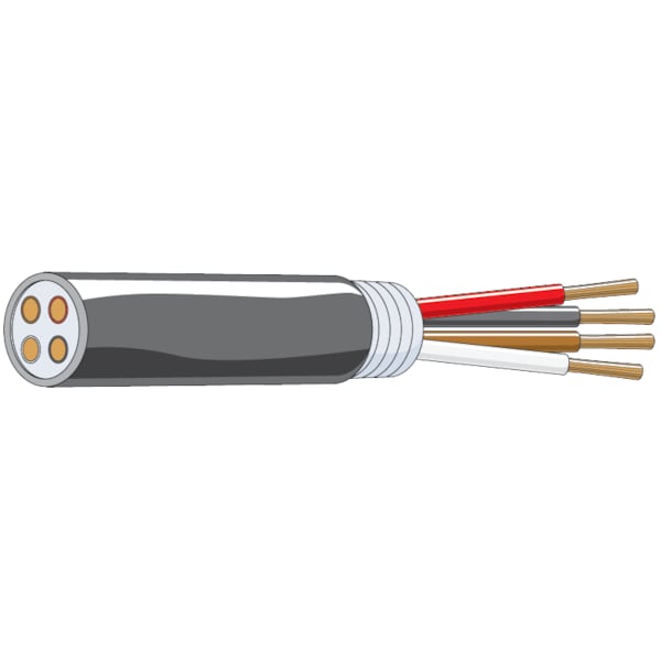 Primary Wire, Trailer Wire, 16 AWG, 4C C, PVC, Stranded, 60V, 100 ft.